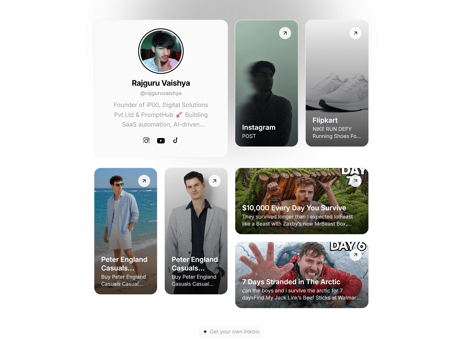 Bento Light theme — Clean, modern bento grid with light tones